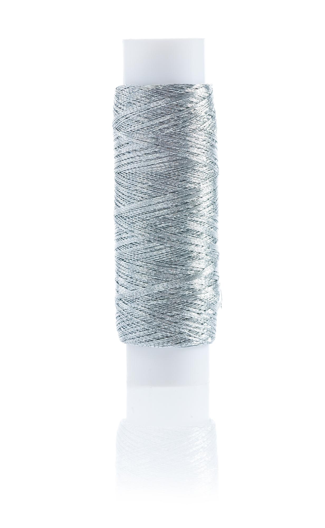 Close-up of metallic thread embroidery